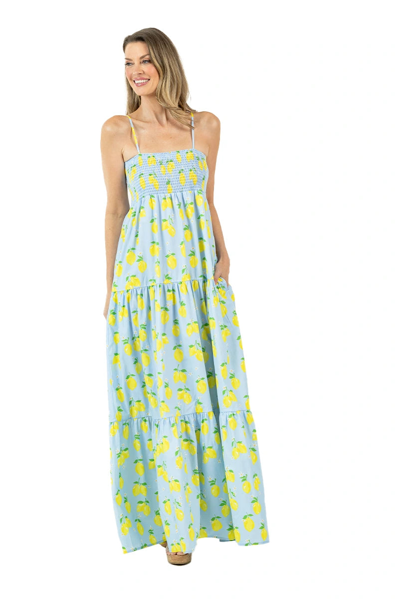 Zesty Lemons Maxi Summer Dresses Wholesale