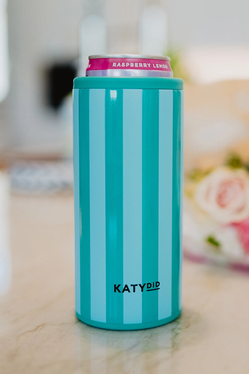 Aqua and Green Striped Can Coolers Wholesale