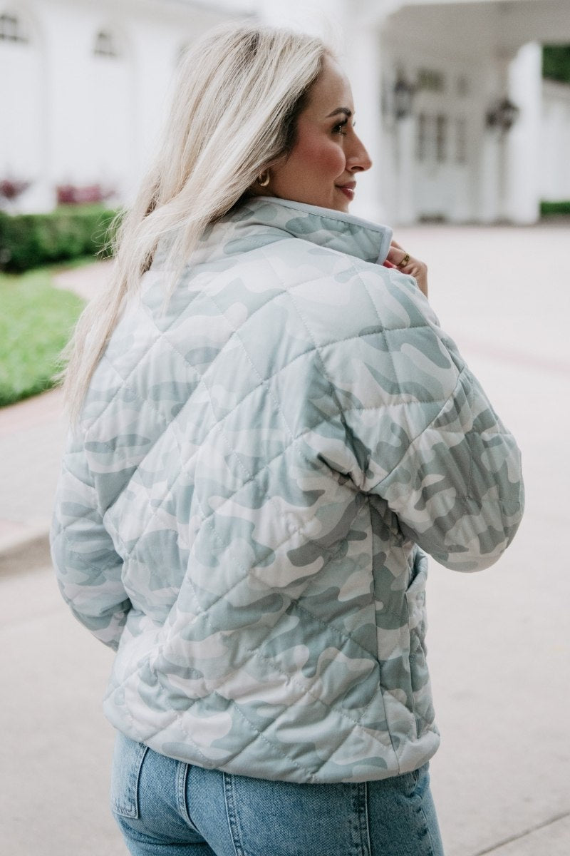 Muted Green Camo Wholesale Quilted Jacket