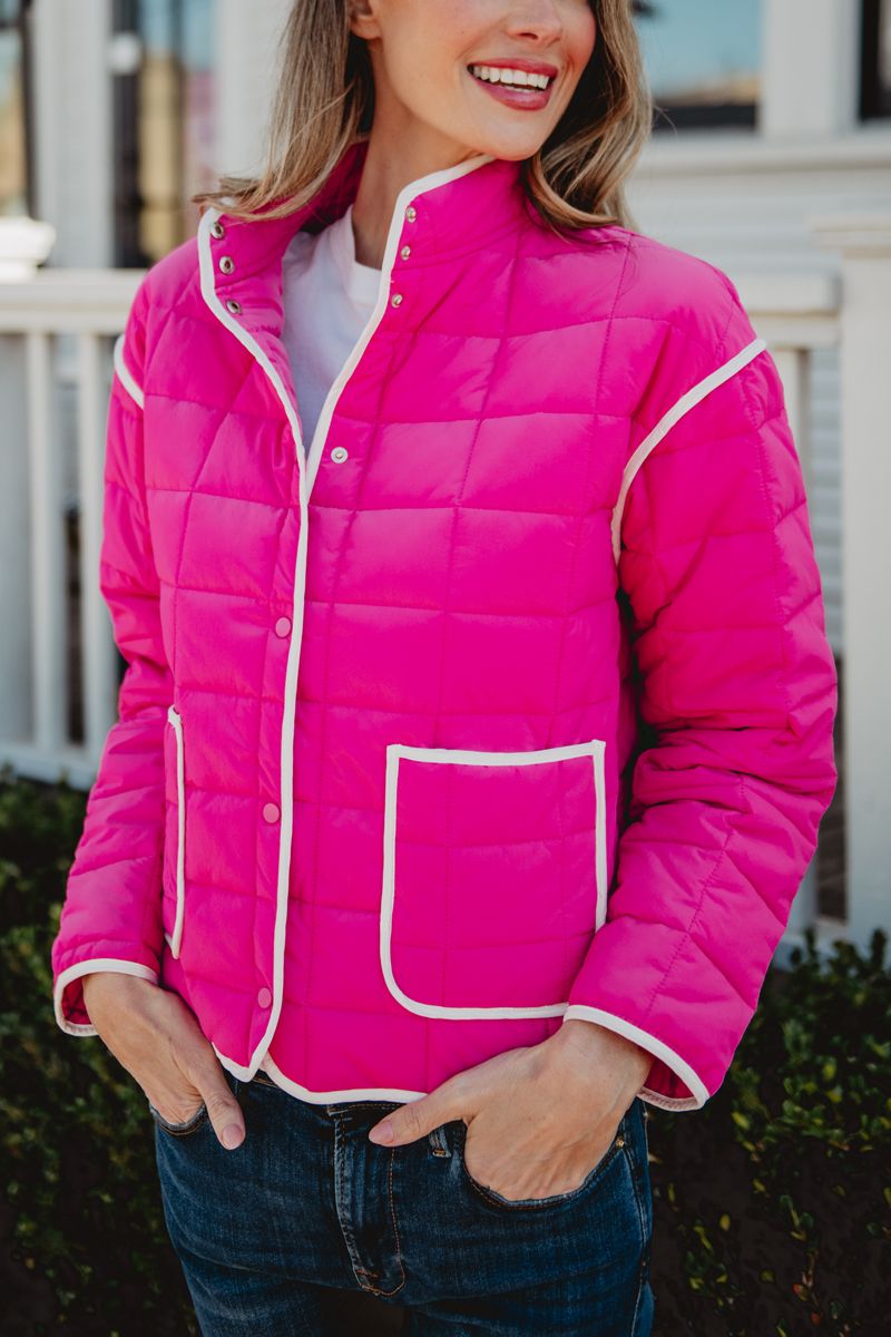 Hot Pink Wholesale Quilted Light Jacket