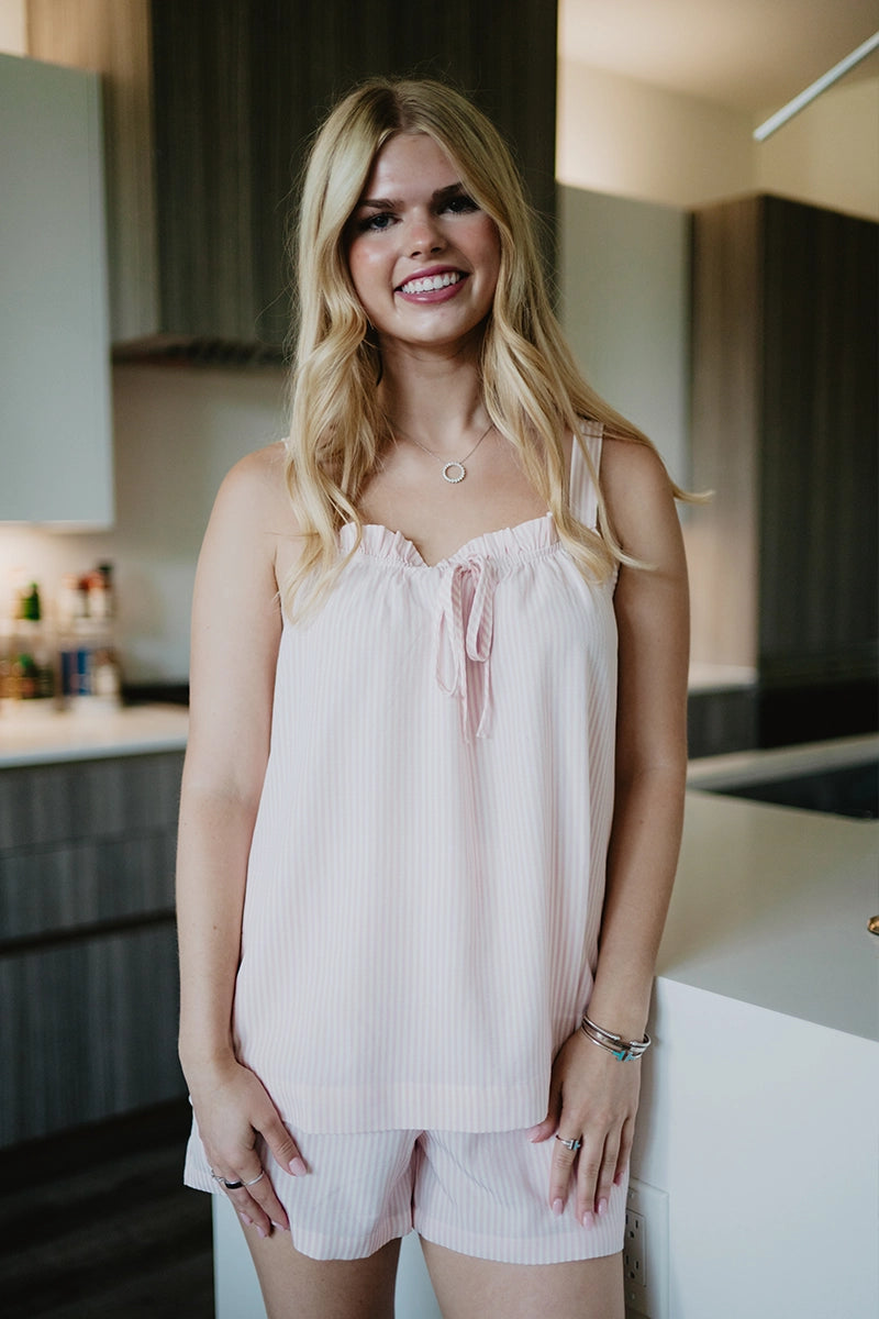Light Pink Wholesale Seersucker Cami Set