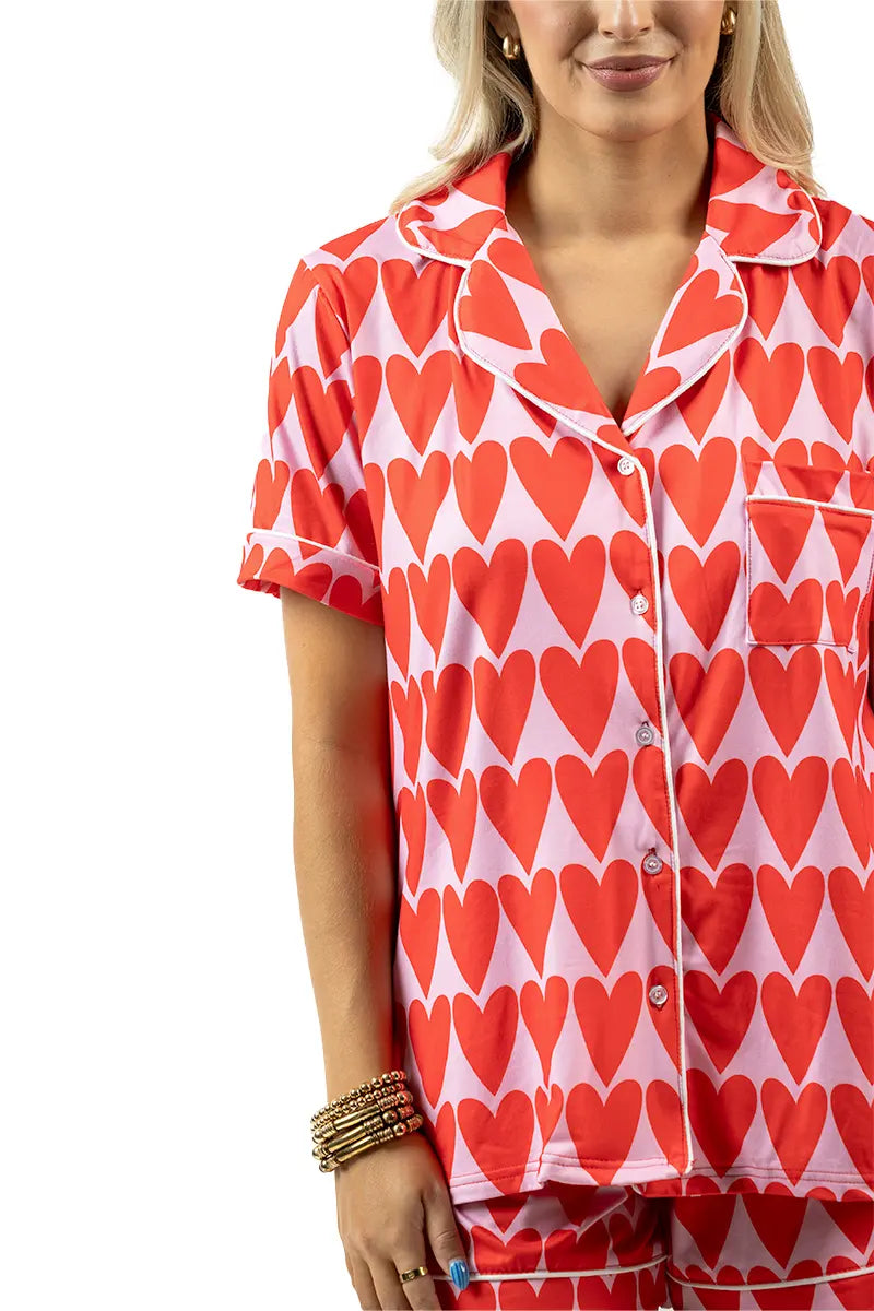 Pink and Red Hearts Wholesale Loungewear Set