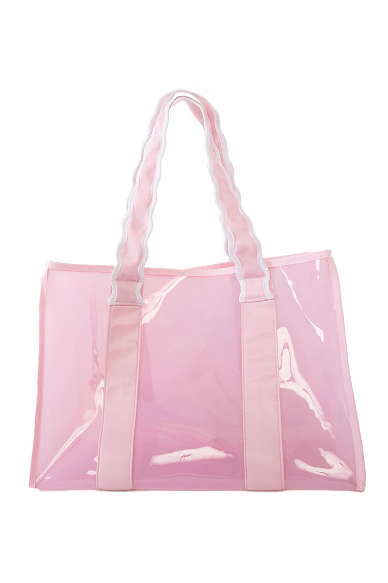 Light Pink Scalloped Handle Jelly Tote Bag For Boutiques