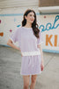 Light Purple and White Wholesale Contrast Skirt Set