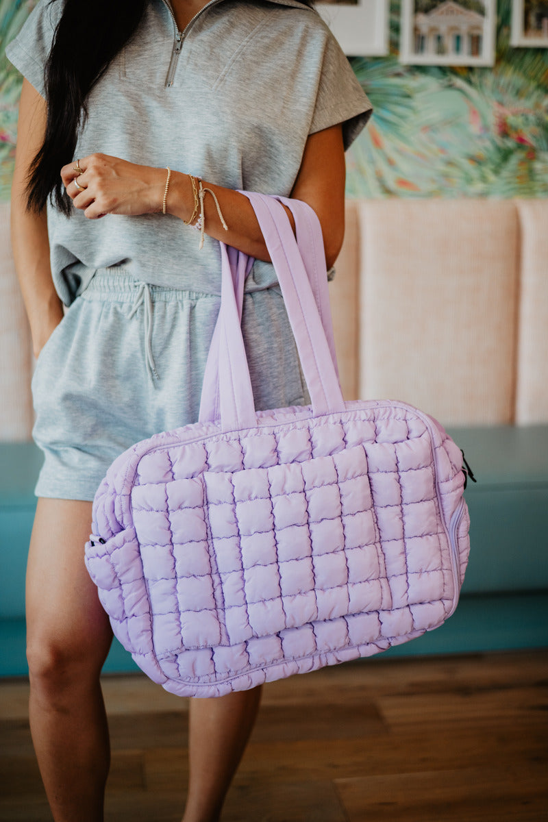 Light Purple Quilted Wholesale Duffel Weekender Bag for Women