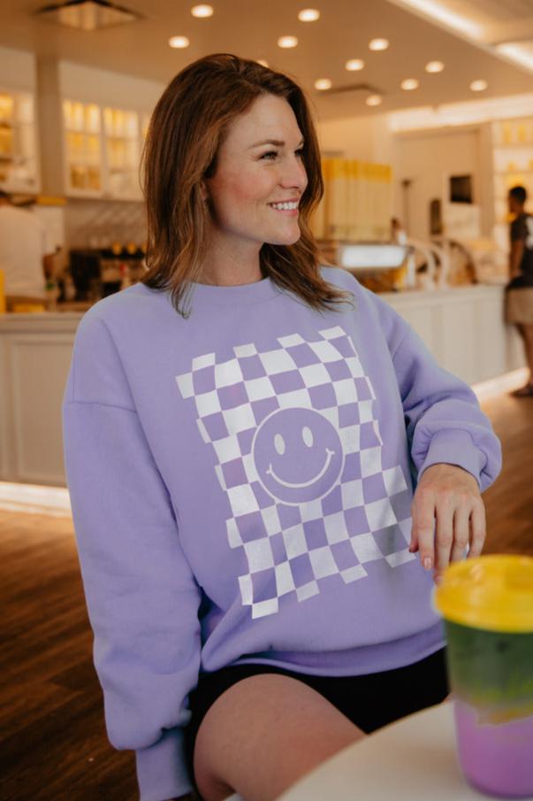 Checker Happy Face Wholesale Sweatshirt