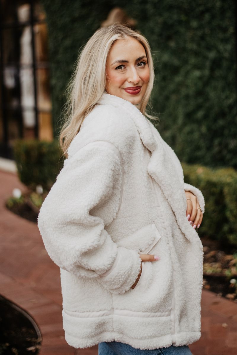 White Wholesale Ladies Teddy Jacket