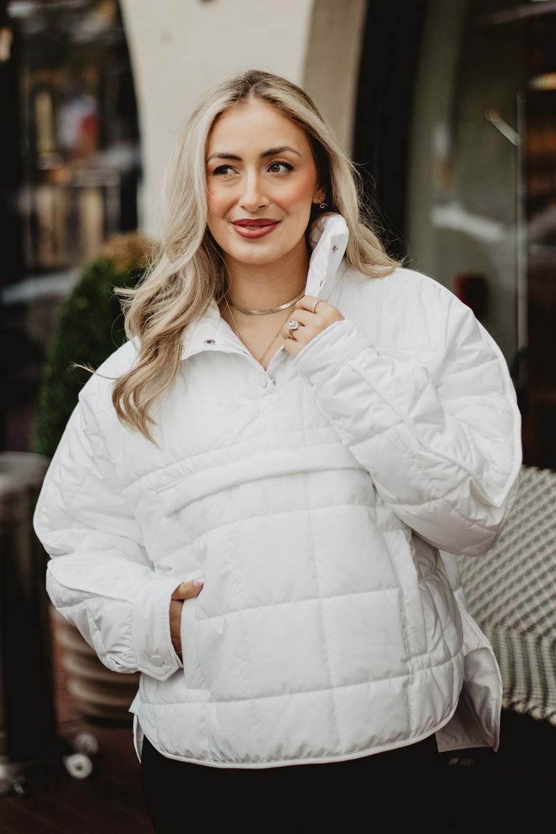 White Quilted Wholesale 1/4 Pullover | Wholesale Apparel White Quilted Wholesale 1/4 Pullover | Wholesale Apparel