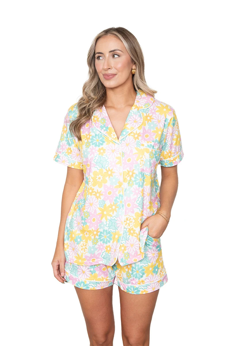 Spring Flowers Wholesale Pajama Shorts Set