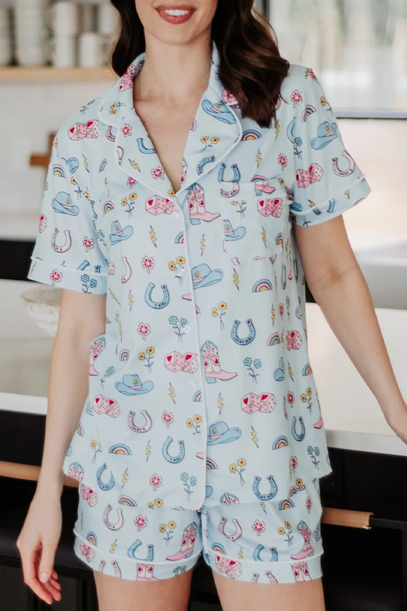 Lucky Cowgirl Two-Piece Pajama Sets Wholesale