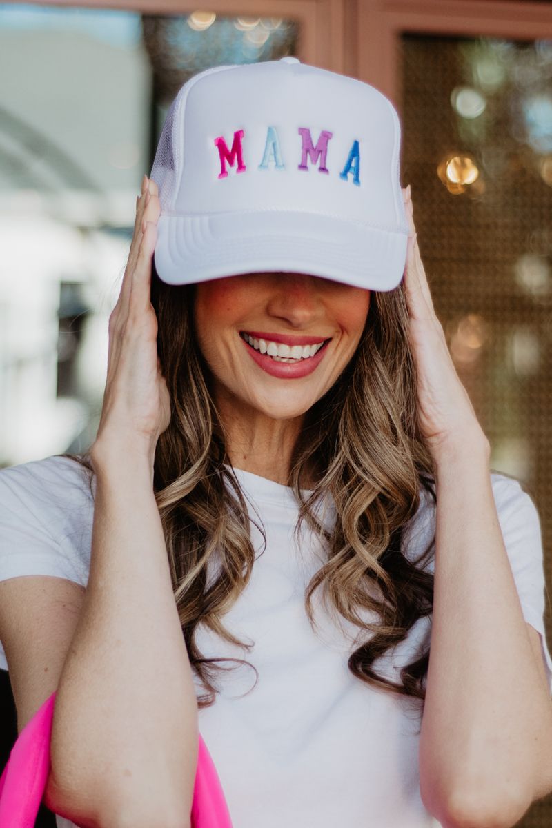 MAMA (Multicolored) Wholesale Trucker Hat (White Foam)