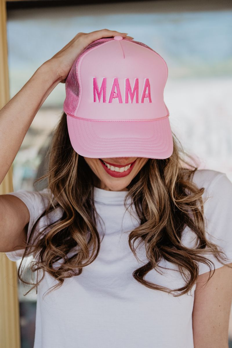 MAMA (Pink and White) Wholesale Foam Trucker Hat