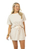 Beige and White Wholesale Contrast Cute Matching Skirt Set