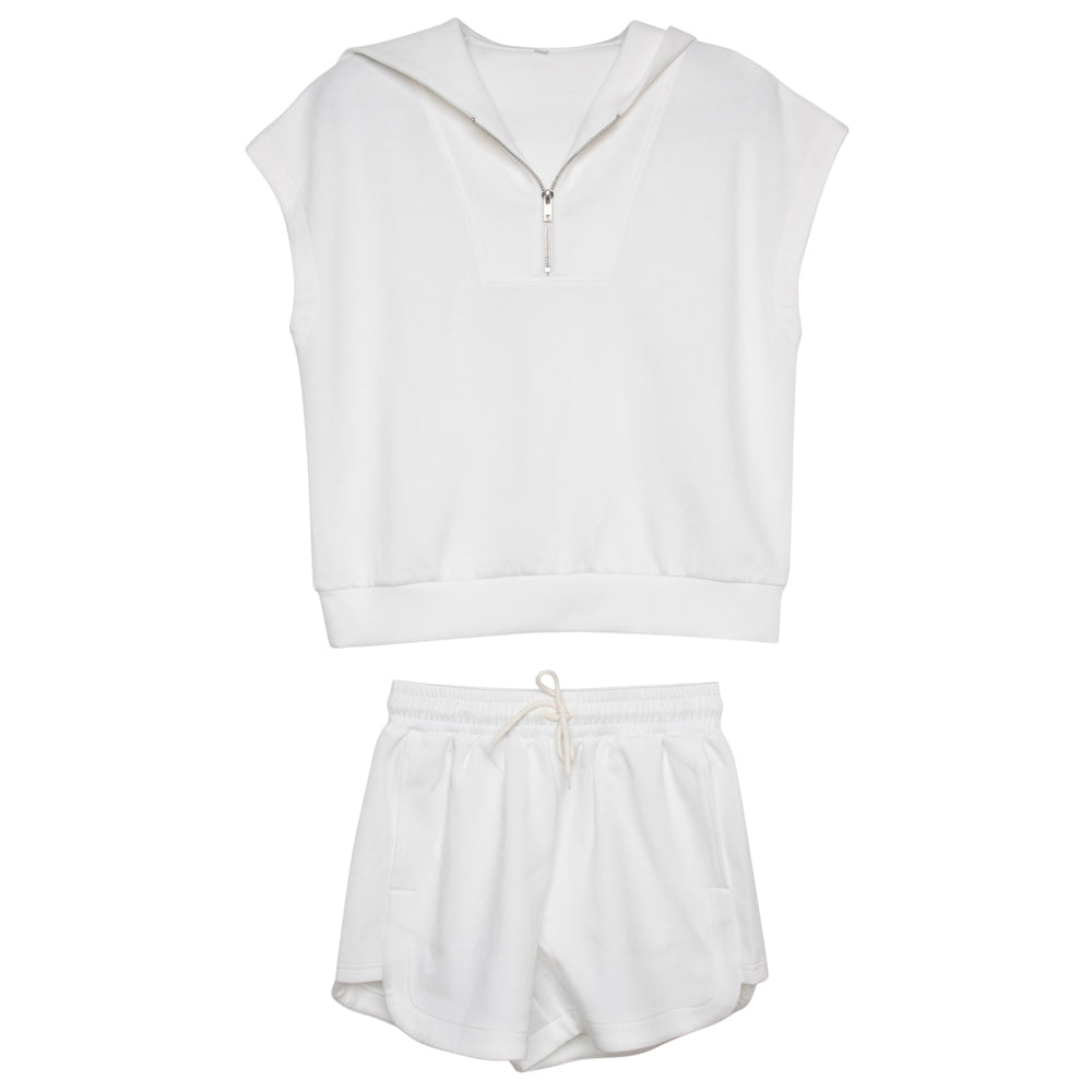 White Wholesale Half Zip Scuba Set