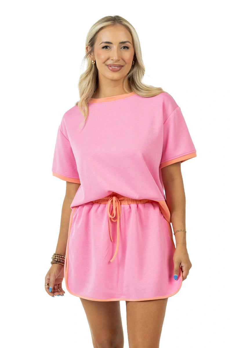 Pink and Orange Wholesale Matching Skirt and Top Set