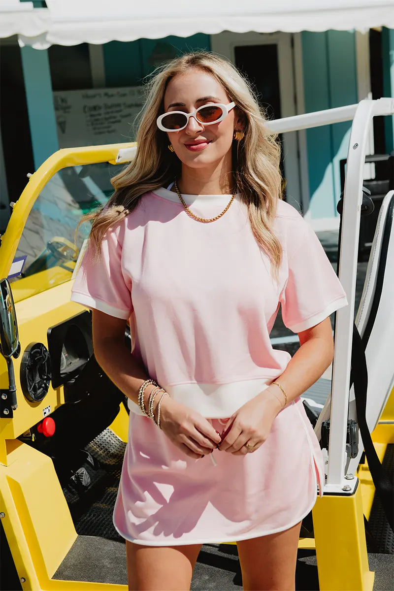 Light Pink and White Wholesale Matching Skirt and Top Set