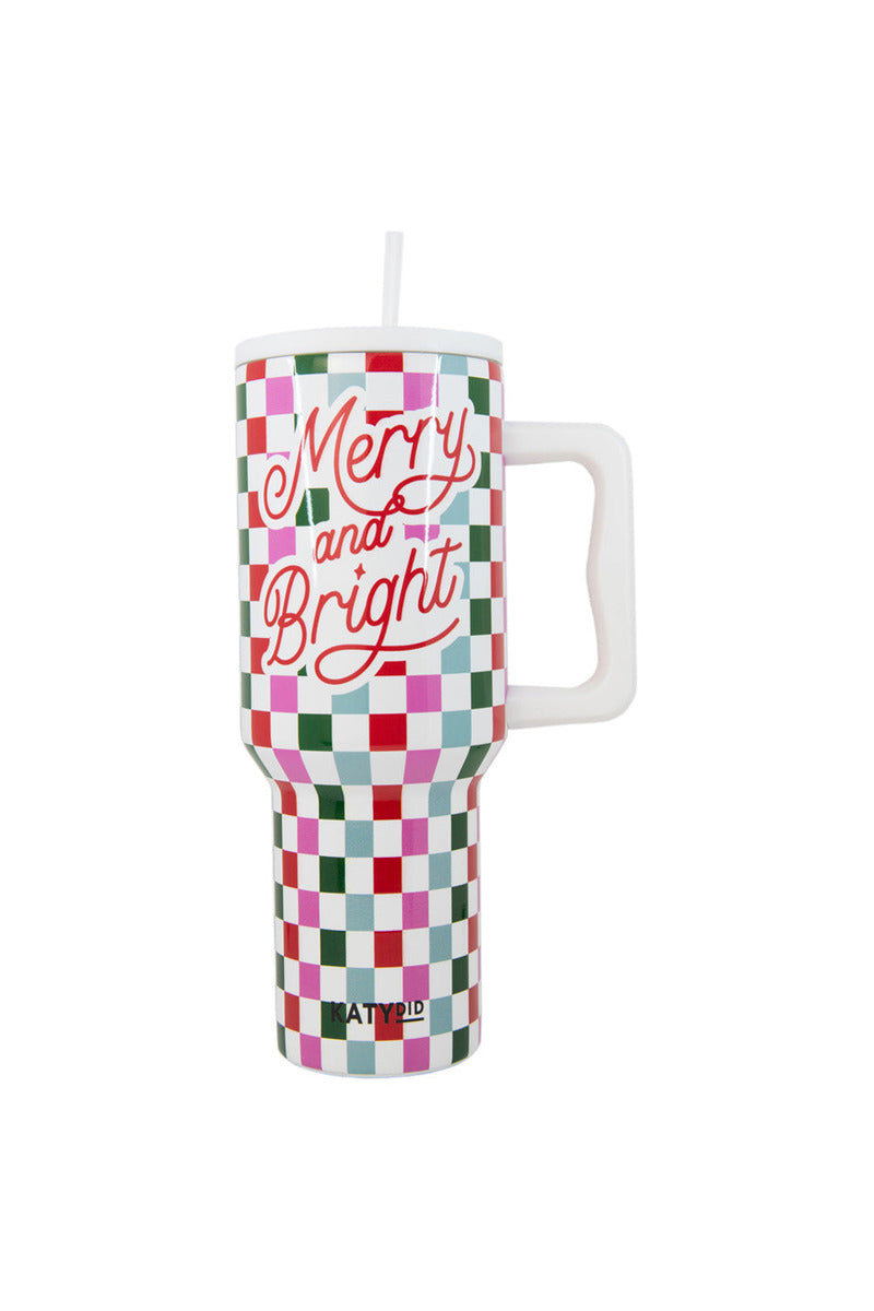 Merry & Bright Checkered Wholesale Tumbler Cup