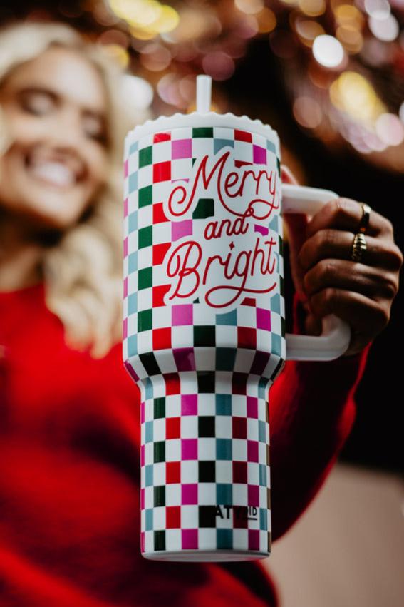 Merry & Bright Checkered Wholesale Tumbler Cup