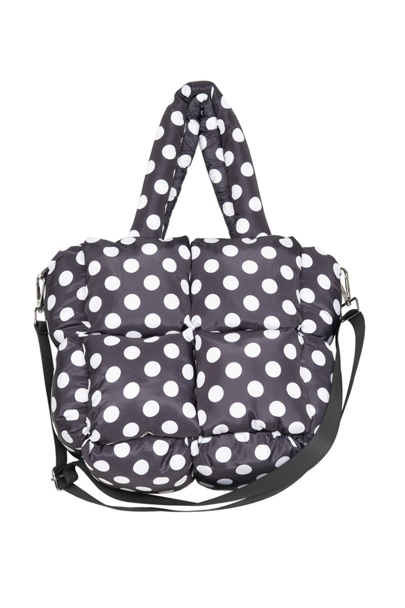 Black and White Polka Dot Wholesale Mini Puffer Tote