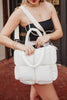 Cream Wholesale Mini Quilted Puffer Tote Bag