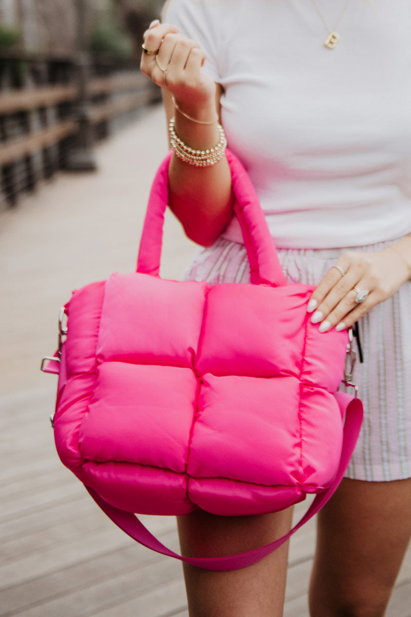 Trendt vision pink puffer bag ショルダーバッグ Hot Pink Puffer Tote | Wholesale Mini Tote Bags | Katydid