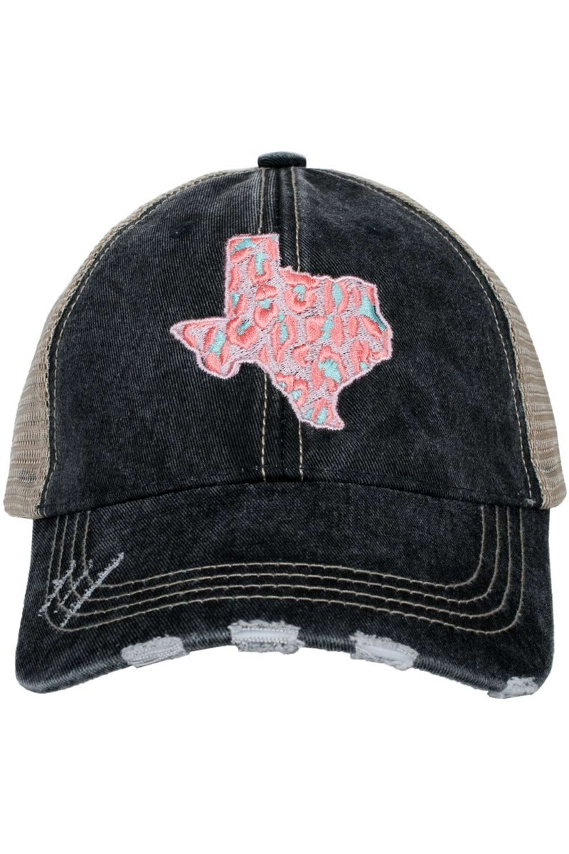 Texas Shape PINK Leopard Wholesale Trucker Hats