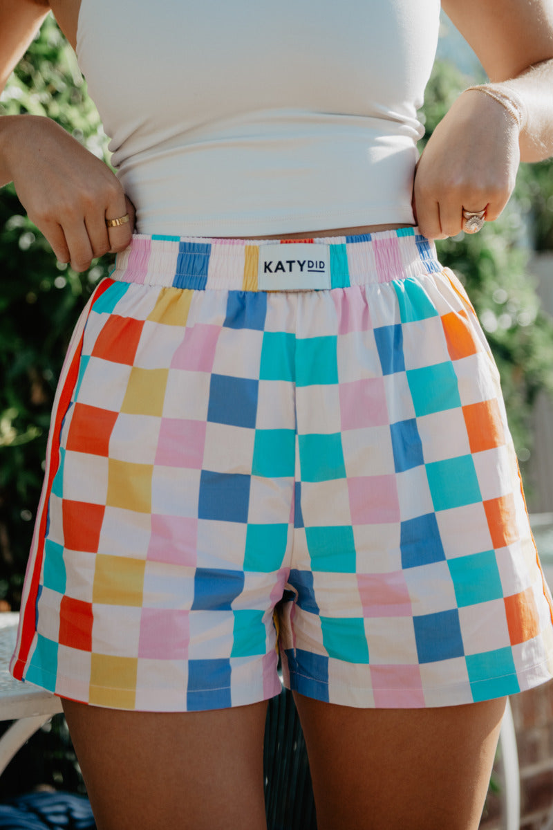 Multicolored Checker Wholesale Boxers Female