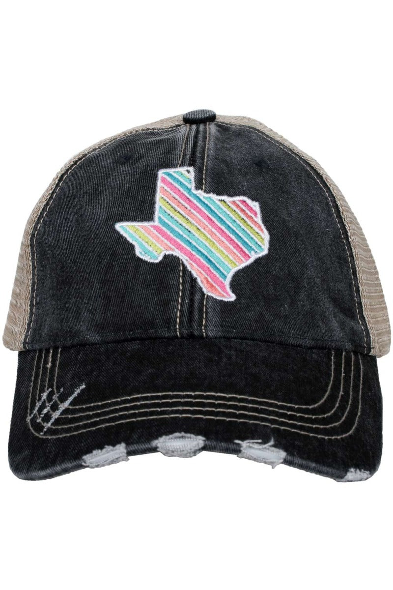 Texas Shape Rainbow Striped Wholesale Trucker Hats