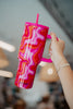 Hot Pink Retro Swirl Wholesale Drink Tumbler