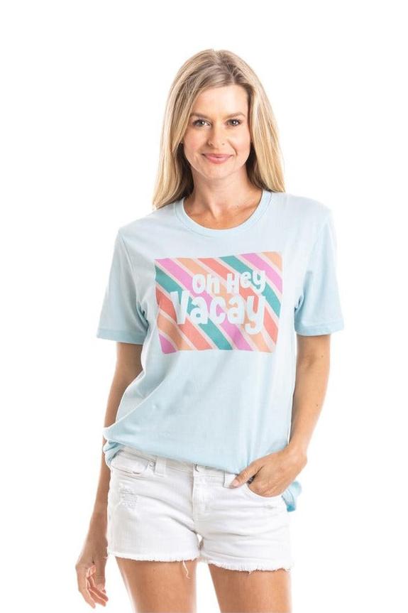 Oh Hey Vacay Multicolored Wholesale Women's T-Shirts