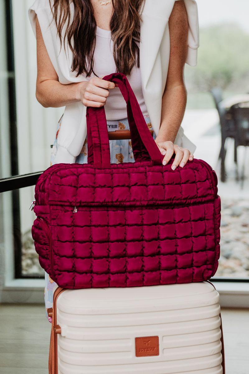 Wine Quilted Duffel Wholesale Weekender