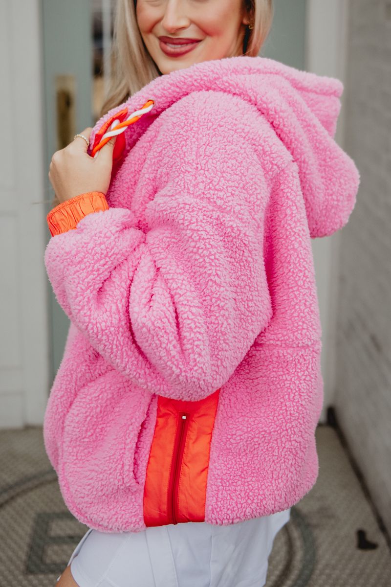 Pink Wholesale Two-Toned Sherpa Fleece Pullover