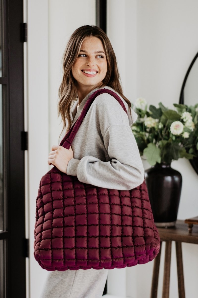 Wine Rectangular Tote Bag Wholesale Puffer