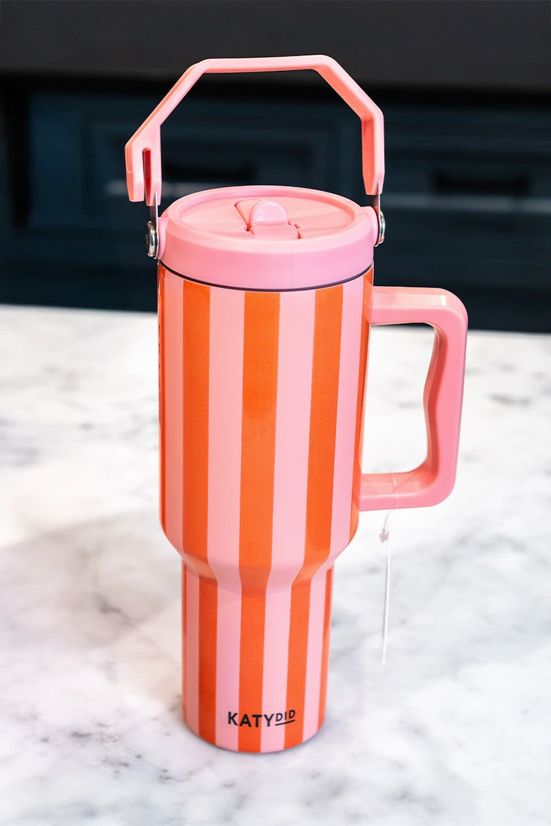 Cabana 38 Oz Wholesale Jug Tumbler (Pink and Orange Striped)