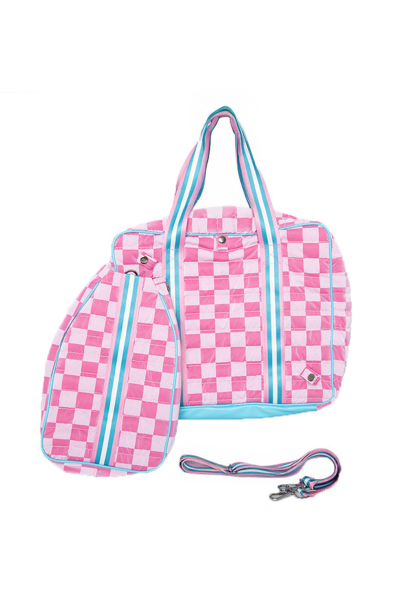 Pink Checkerprint Wholesale Duffle Pickleball Bag