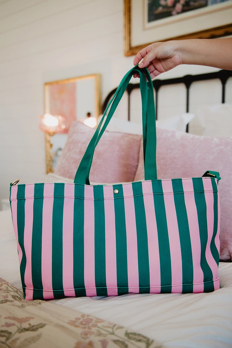 Pink & Green Cabana Wholesale Sleepover Bag