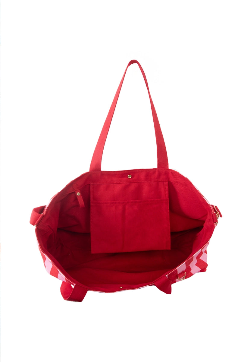 Pink & Red Striped Wholesale Sleepover Bag