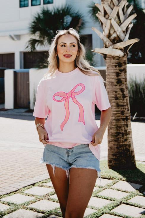 Pink Coquette Bow Wholesale Women's Graphic Tee