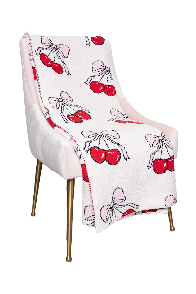 Cherry Bows All Over Wholesale Warm Throw Blanket