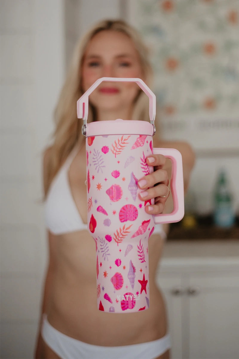 Beach Seashells Wholesale Tumbler with Straw