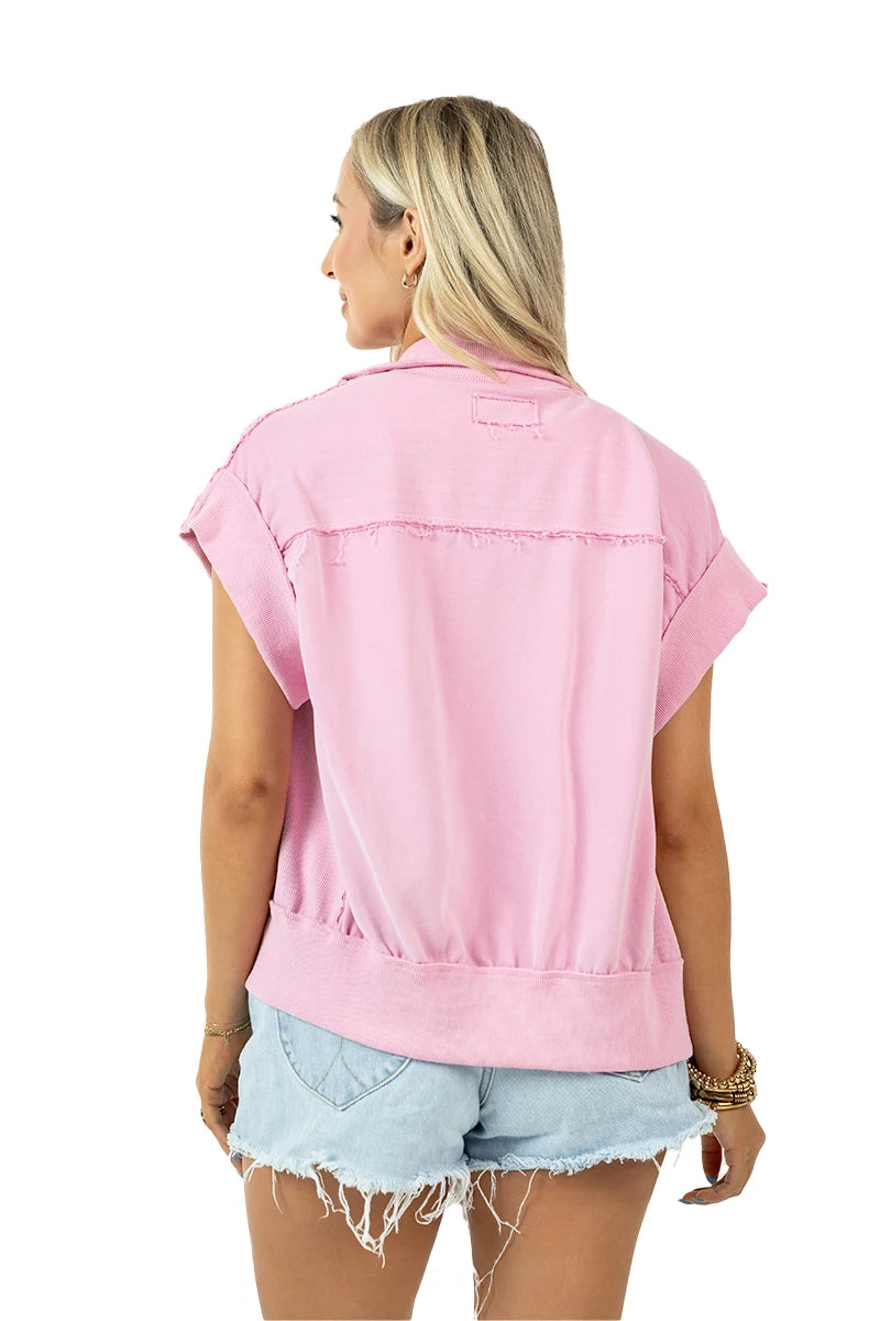 Pink Cotton Vest Wholesale Womens