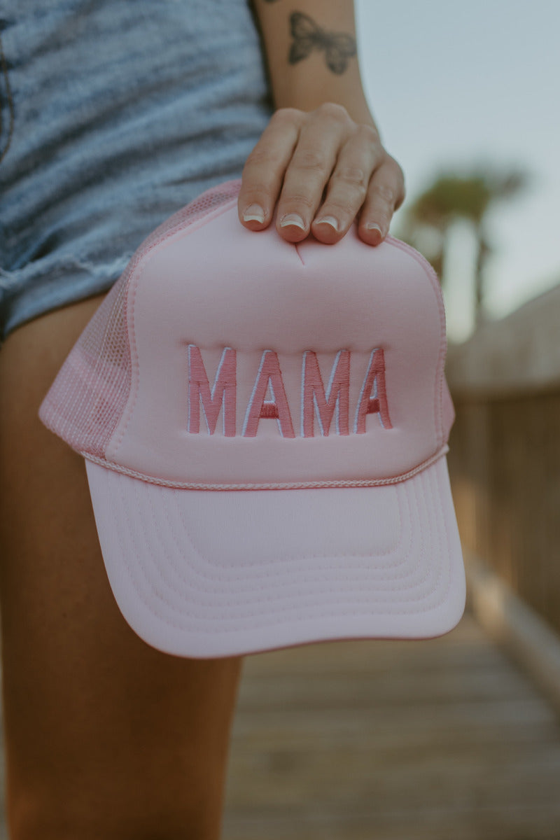 MAMA (Pink and White) Wholesale Foam Trucker Hat