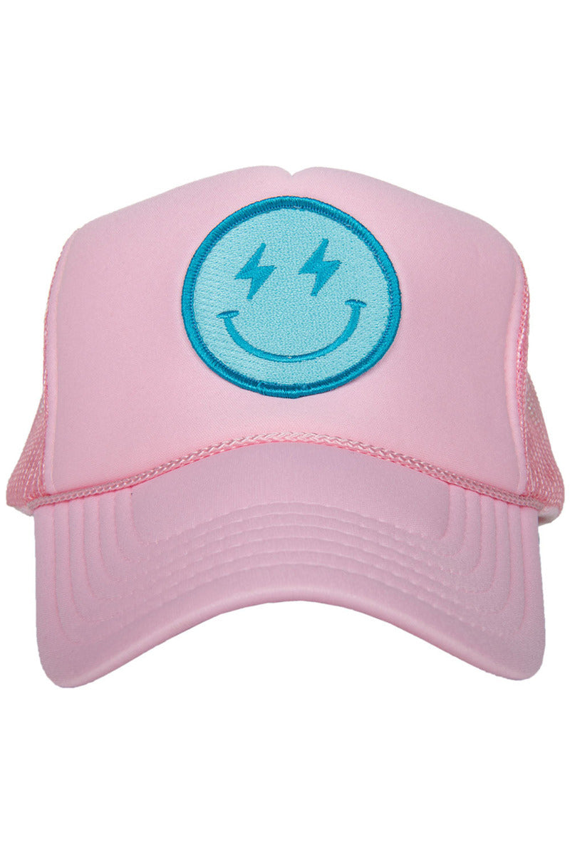 Turquoise Lightning Happy Face Wholesale Foam Trucker Hat