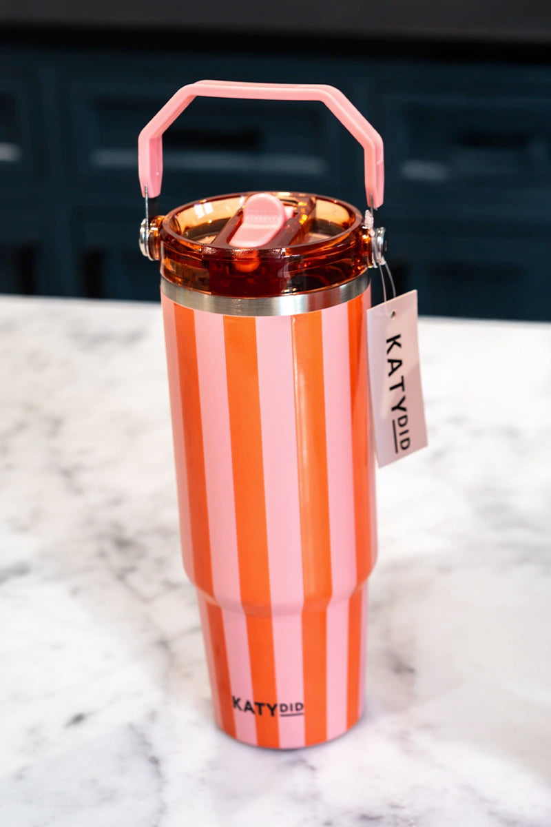 Pink and Orange Striped 30 Oz Wholesale Tumbler