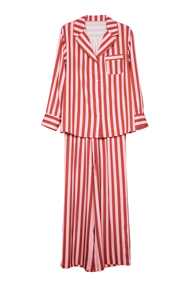 Blush Striped Satin Wholesale Women Matching Pajama Pants