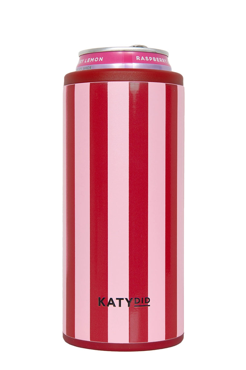 Pink and Wine Striped Wholesale Can Cooler
