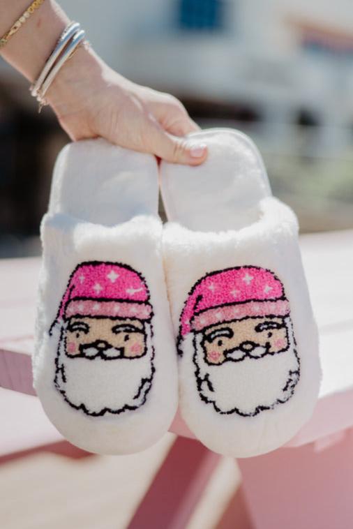 Pink Santa Face Happy Feet Wholesale Slippers