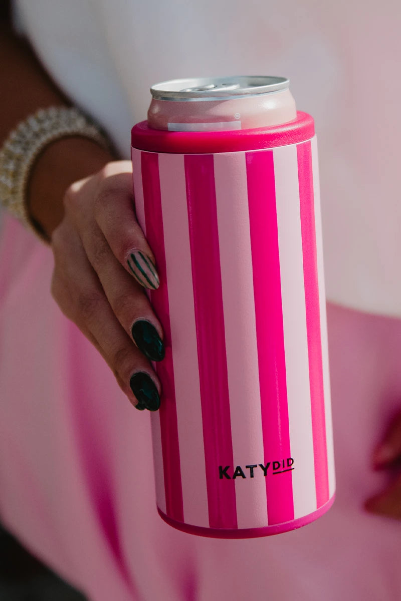 Pink Two-Toned Striped Wholesale Drink Koozie | Katydid Wholesale