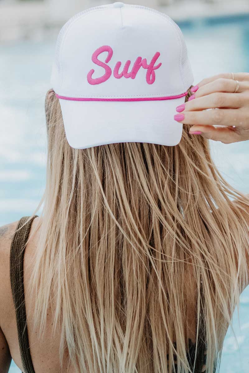 Surf Cursive Trucker Cap with Rope