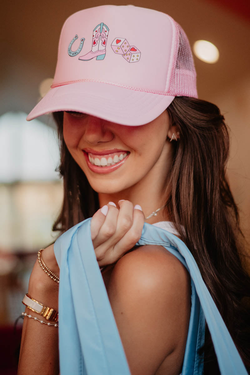 Cowgirl Boot Horshoe and Dice Foam Hat